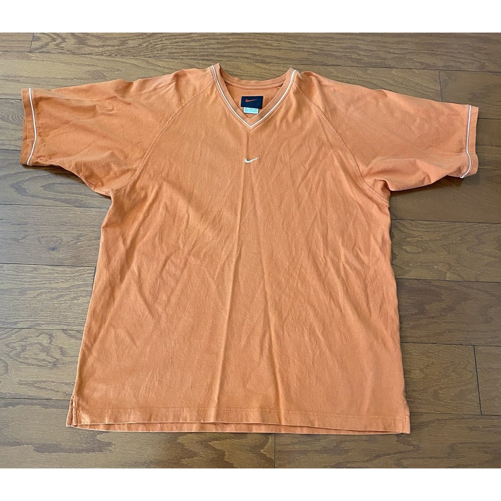Vintage 90s Nike V-neck T-shirt L Embroidered Centre Swoosh Men's Large Vtg Rare